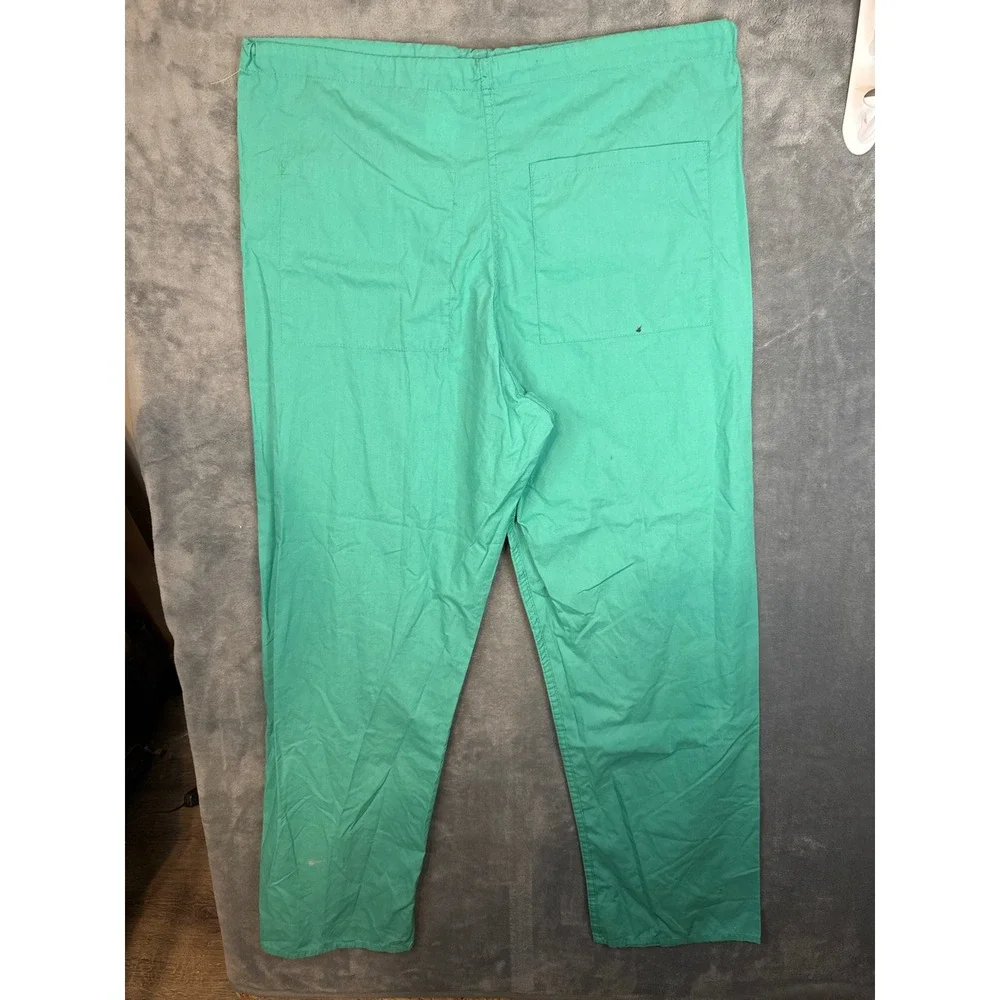 Standard Textile Scrub Set Small Teal Green V-Neck Top Drawstring Pants Medical